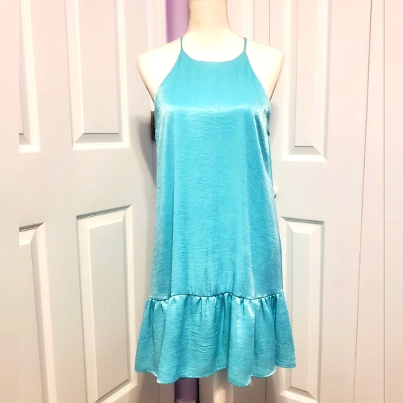 Caramela Ruffled Satin Dress Size Small - Picture 4 of 8